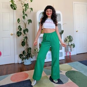Vintage High-Rise Wide Leg Pants in Green